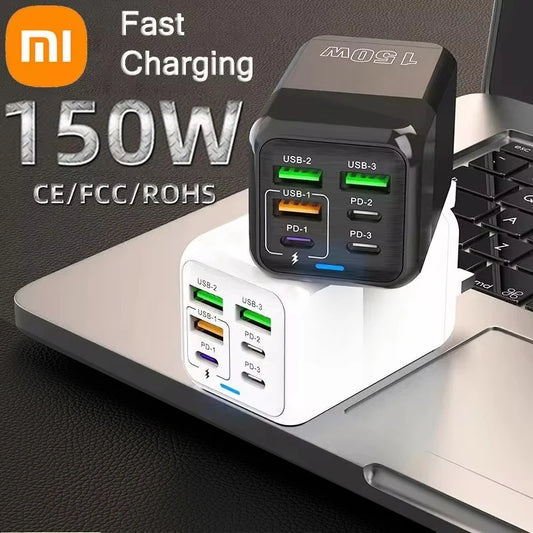 150W Super Quick Charger 6 Ports PD Type C QC 3.0