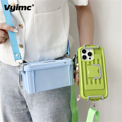 2 IN 1 Fashion Storage Box Cover With Lanyard Phone Case