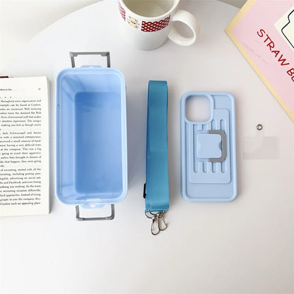 2 IN 1 Fashion Storage Box Cover With Lanyard Phone Case