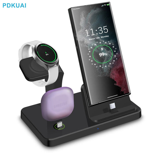 3 in 1 Type C Fast Wireless Charger Dock Stand for Samsung