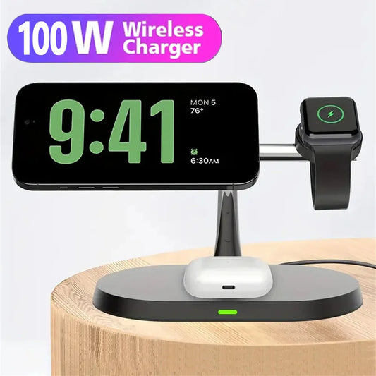 3 in 1 Wireless Charger Stand Magnetic For iPhone Charging Station for Apple Watch Airpods