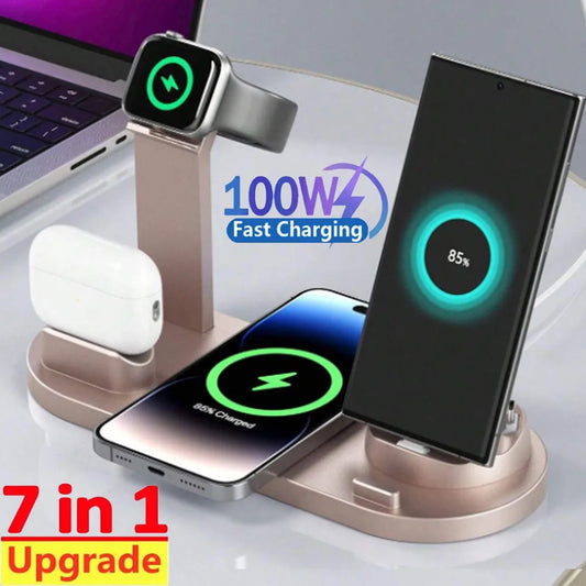 7 In 1 Wireless Charger Stand Pad For iPhone Apple Watch Airpods